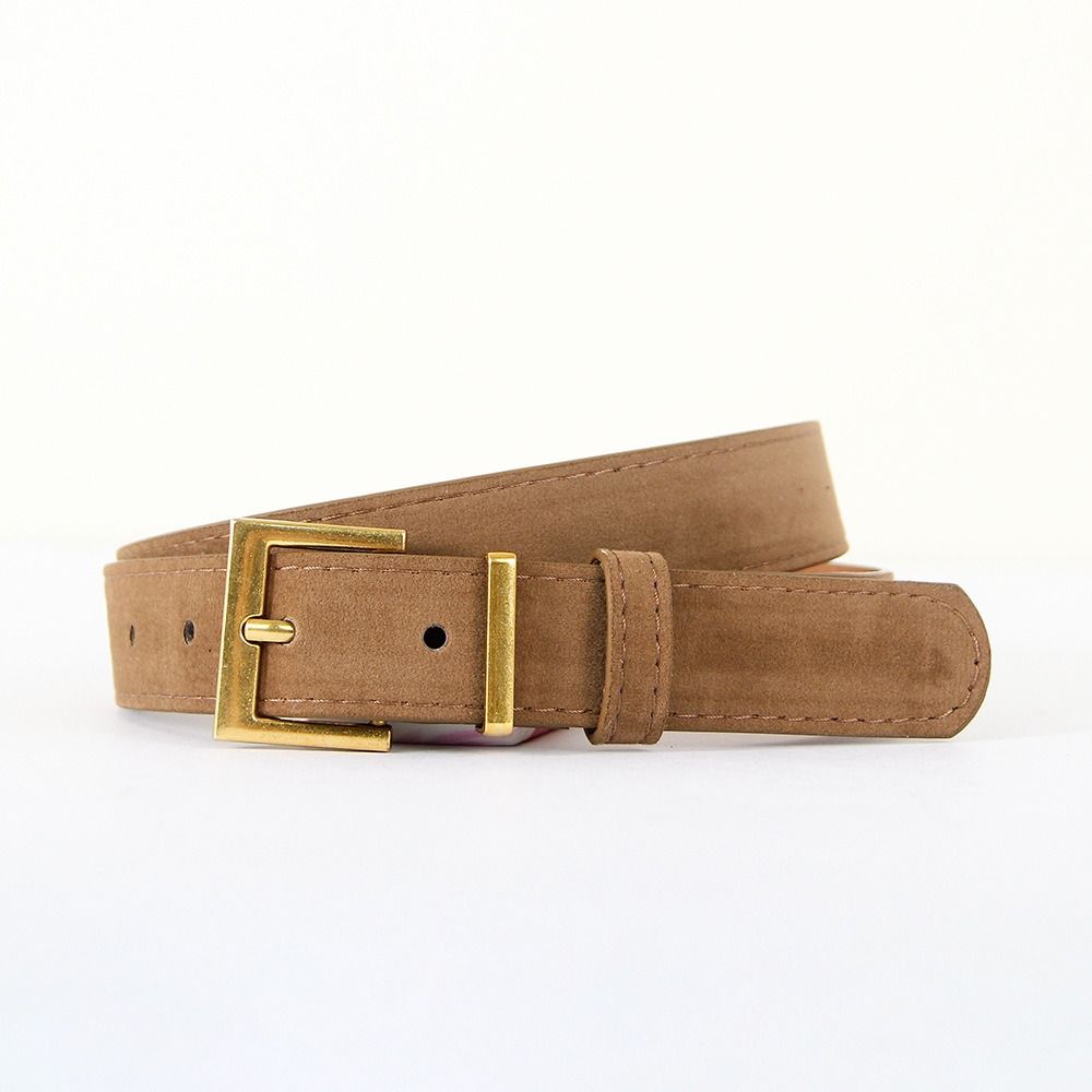 Matte Waist Belt Faux Suede Square Buckle Belt Retro Versatile Waist Belt  For Outfit Matching