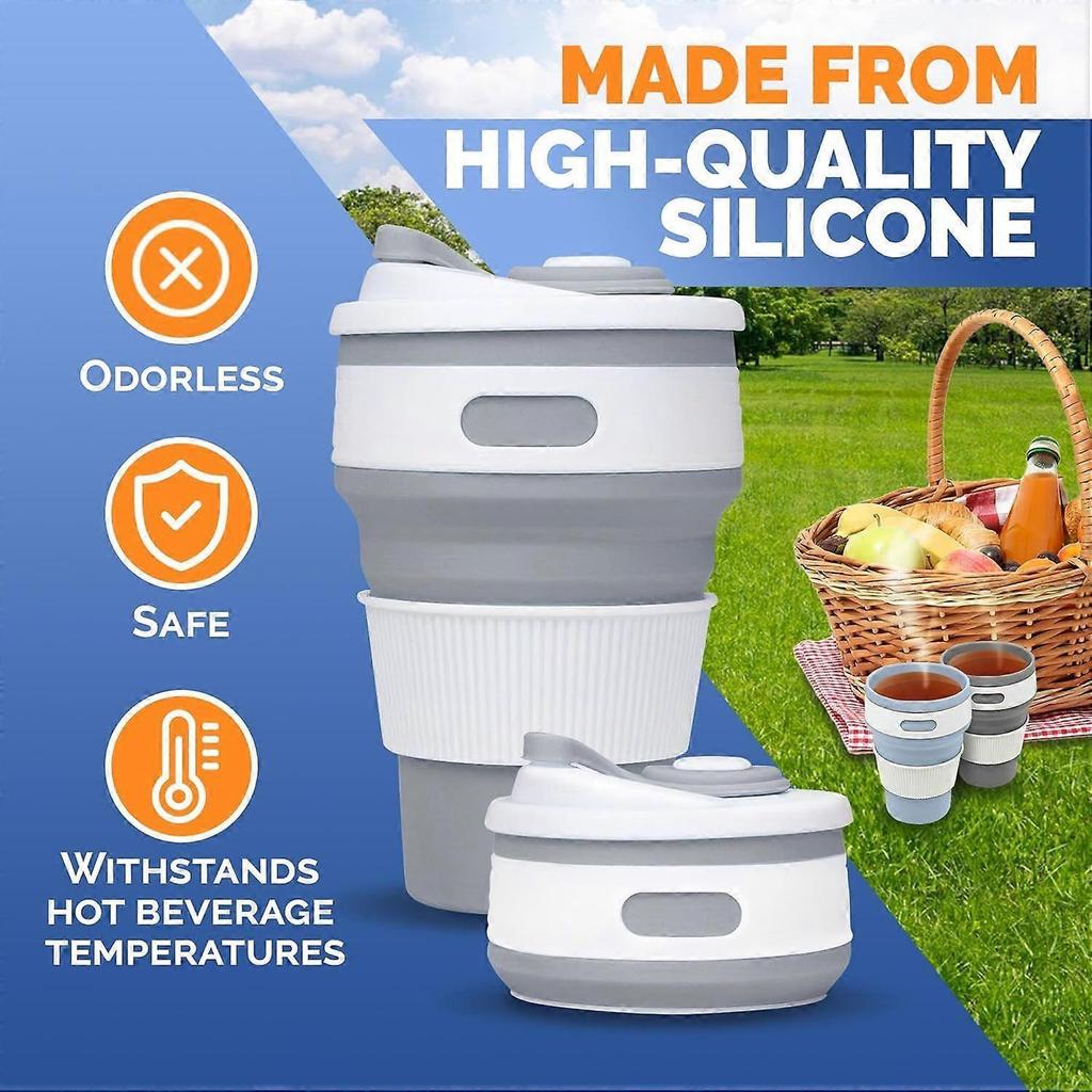 2025 Latest Model 2-Pack Collapsible Coffee Cup Reusable 12oz Leakproof Travel
