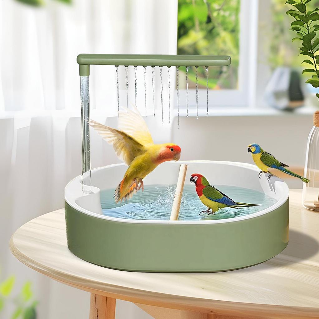 Parrot Bathtub Bird Automatic Bath Shower with Circulating Faucet Pond Fountain Water for Lovebird Cockatiel Finches Cockatoo