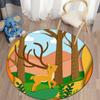 Floor Mat Living Room Rug Children's Crawling Play Area Mat Anime Carpet Door Mat Forest Fawn Round Rug
