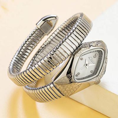 MISSFOX-Женские уникальные художественные часы в форме змеи с инкрустацией бриллиантами, изысканные заводные часы в форме головы змеи, водонепроницаемые кварцевые часы