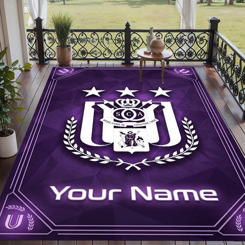Custom Text Printed Rug Anderlecht FC Non Slip Floor Carpet For Home Room Decor