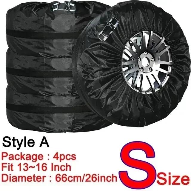 AD Universal 4Pcs Spare Tire Cover Case Polyester Car Tyre Storage Bags Automobile Tyre Accessories Auto Vehicle Wheel Protector