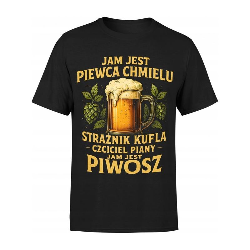 Men'S Funny Polish Beer Phrases & Pub Design T-Shirt - Black with Polish Text & Beer Mug Graphic, Stretchable Relaxed Fit Casual Off-Shoulder/Boat