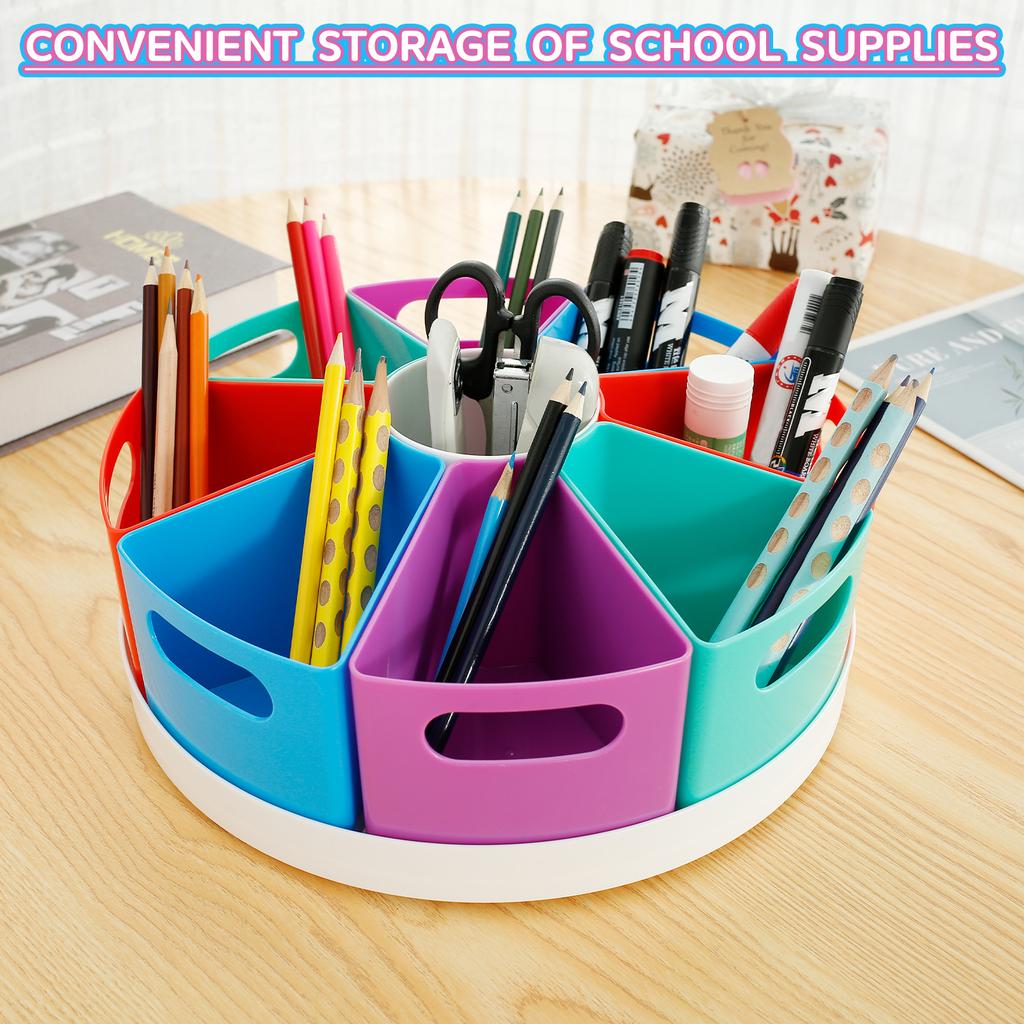 10/12inch 360° Rotatable Art Supply Organizer Creative Pen Crayon Storage Organizer Portable Rotating Storage Caddy Marker Desk