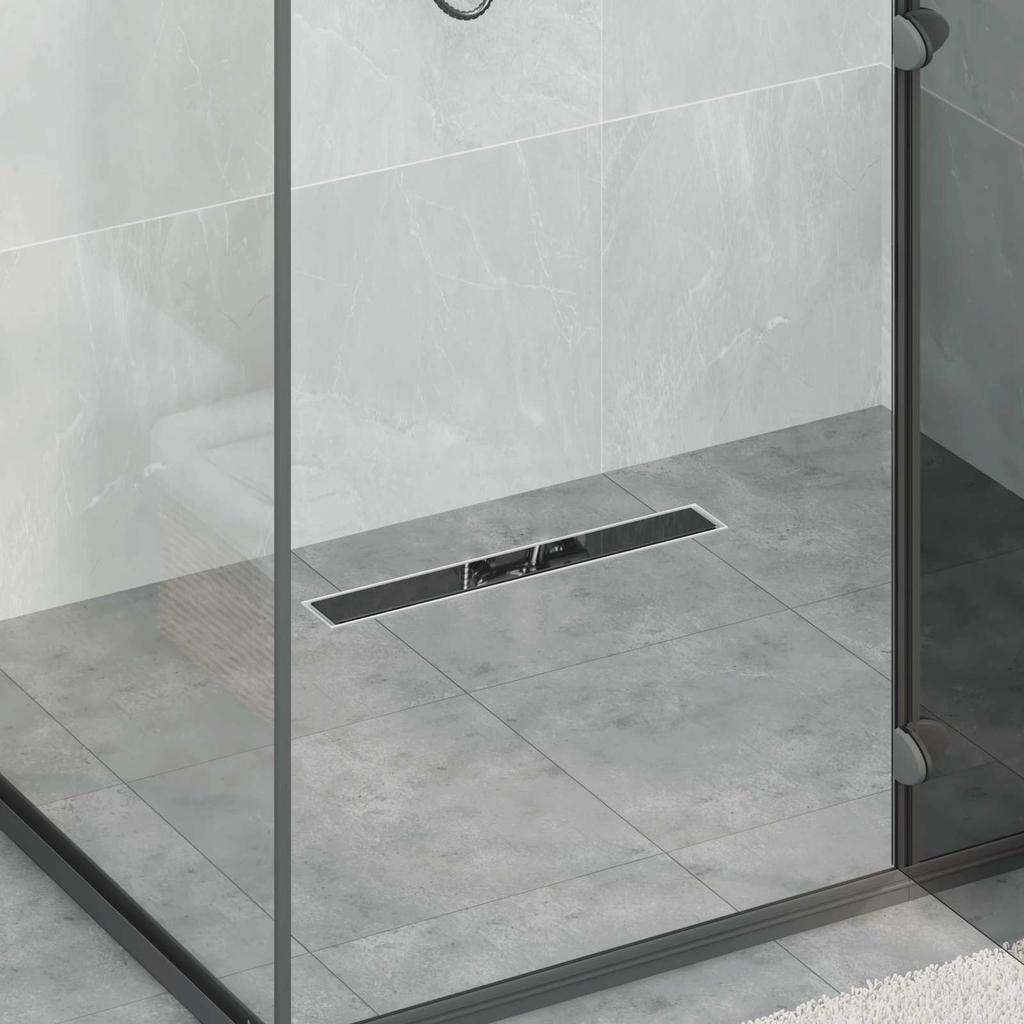 Shower Drain with Glass Cover Black 50 cm Stainless Steel 304