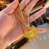 New Retro Ji Tassel Safety Lock Pendant round Beads Necklace Chic High Fashionable Temperamental All-Match