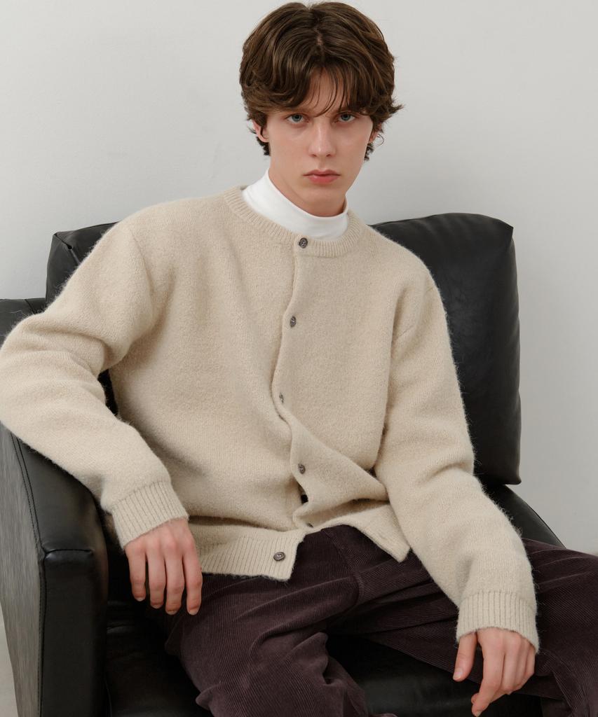 Wednesday Oasis Aran Round Hairy Knit Cardigan_Beige(Wc25-Kn49)