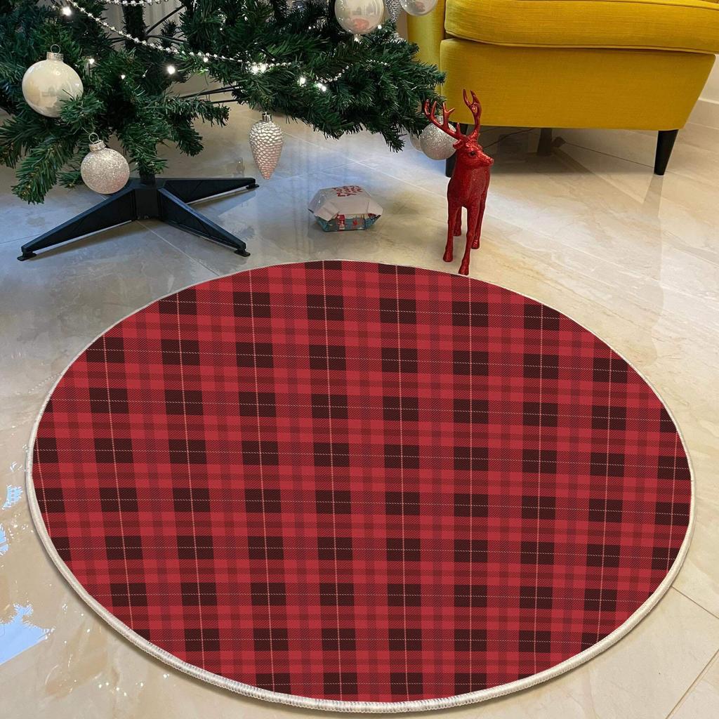 Рождественская концепция Декоративный тонкий машинный тканый хлопок Нескользящая основа Моющийся ковер для комнаты