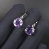 New 925 Sterling Silver Natural Amethyst Jewelry Sets English Clasp Earrings Ring 10.0mm Gemstone for Women