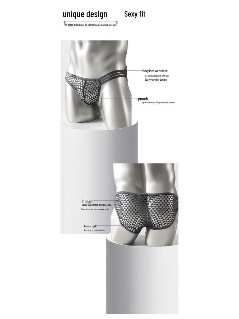 Мужские большие сетчатые трусы-слипы - Быстросохнущие, Удобные, Европейско-американский стиль
