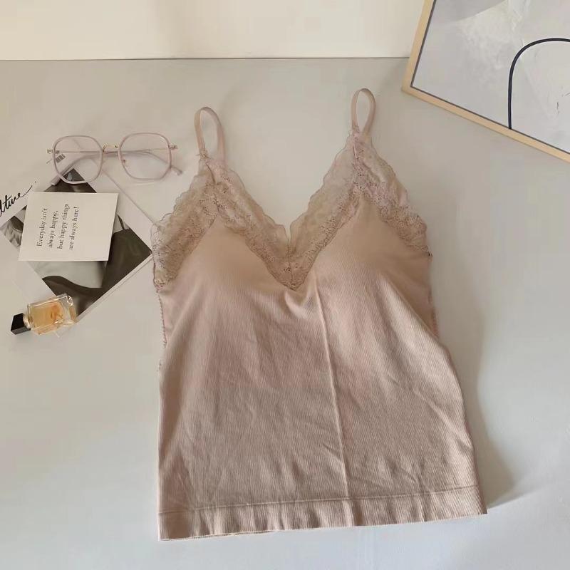 Бесшовный топ с кружевной отделкой и встроенным бюстгальтером, облегающий летний стиль