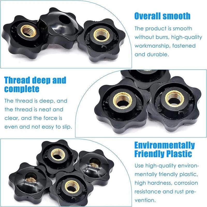5/10 шт M4 M5 M6 M8 M10 M12 сливовые гайки для затяжки вручную, ручка с резьбой, звездообразные механические черные гайки с накаткой, зажимная ручка, ручные гайки