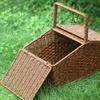 Empty Picnic Basket with Lid, Woven Storage Solution for Fruits And Bread