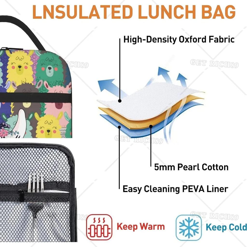 Сумка-холодильник из ламы и альпаки для обеда для детей, мальчиков и девочек, многоразовые сумки-холодильники для школьных занятий