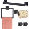 Bathroom Hardware Set Accessories Matte Black Shelf Robe Hook Hanger Towel Rail Bar Rack Tissue Paper Holder Stainless Steel Kit