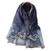 Шелково-шерстяной шарф на четыре сезона женский хиджаб пашмина шали накидка бандана одеяло цветочная пашмина вышивка шарфы фулард женский
