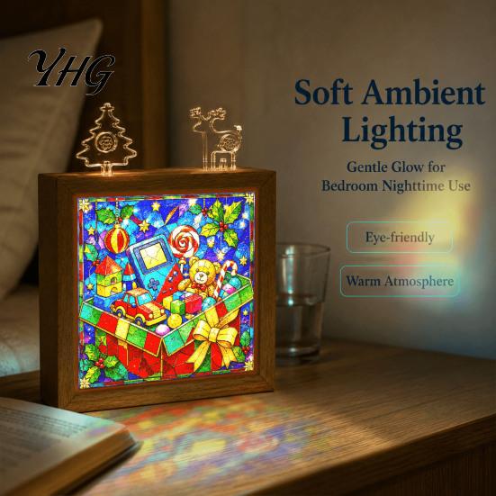Assembled Decorative Light Box DIY Acrylic Puzzle LED Night Light, Christmas Town Jigsaw Lamp, Hand Interactive for Kids Bedroom Desktop Warm