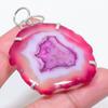 Натуральный розовый друзовый срез драгоценный камень 925 стерлинговое серебро ювелирная подвеска 2,36" s4Y86