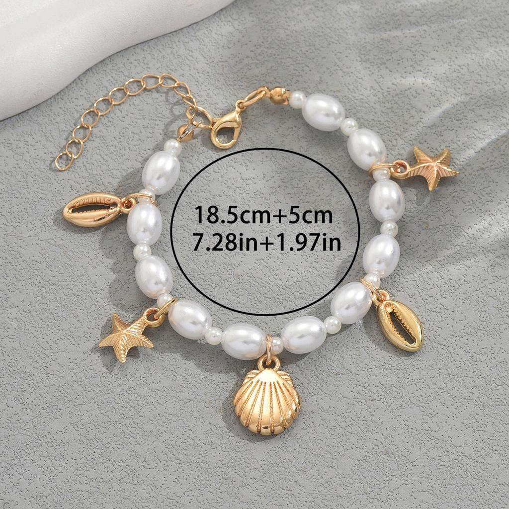 Women All Match Ocean Series Shell Starfish Pearl Bracelet