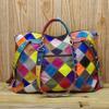 Leather  Bag  Random Color  Plaid Color  National Style Bag  Crossbody Bag