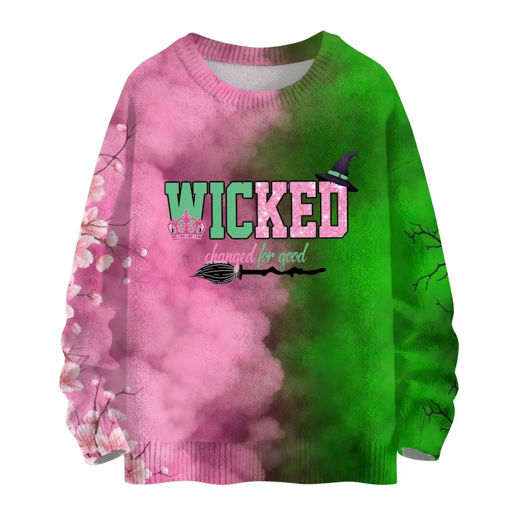 Рождественские толстовки для женщин Вязаный свитер Милая рубашка Осенний свитер с круглым вырезом Топы