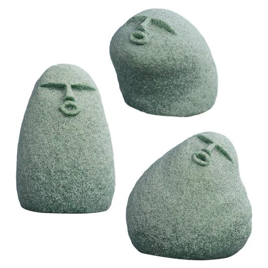Cute Stone Primitive Man Figurine Funny Stoneman Statue Carving Face Decoration for Garden Home Decor Fish Tank Ornament