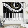 2PCS Piano Keys Music Theme Digital Printing Living Room Bedroom, Study Room, Matte Cloth Polyester, High Shading, Curtain Set