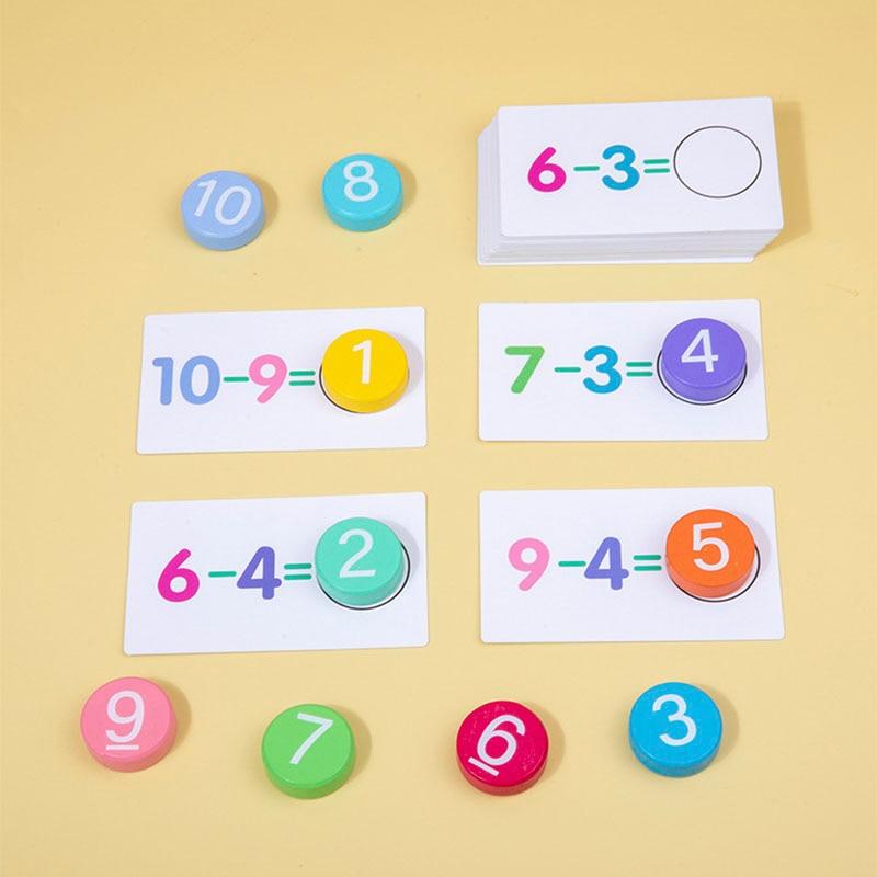 Children's Math Learning Game Number Cards Montessori Wooden Addition And Subtraction Practice Arithmetic Logical Thinking