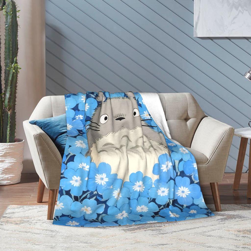 Super Soft Susuwataris Anime Movie TTotoroes Throw Blanket Premium Fleece Flannel Bed Blanket Cozy Plush Blankets All Season