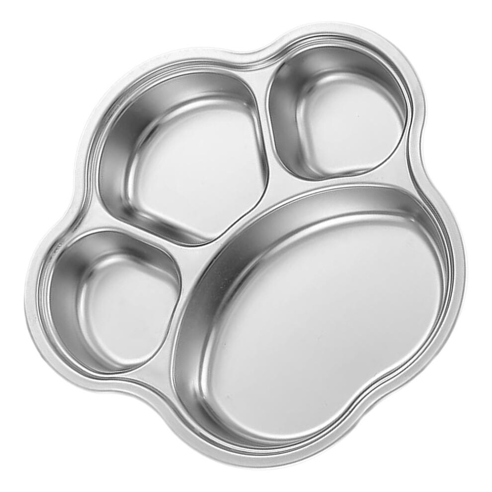 Divided Food Dish Stainless Steel Food Separation Silver 1 Pcs