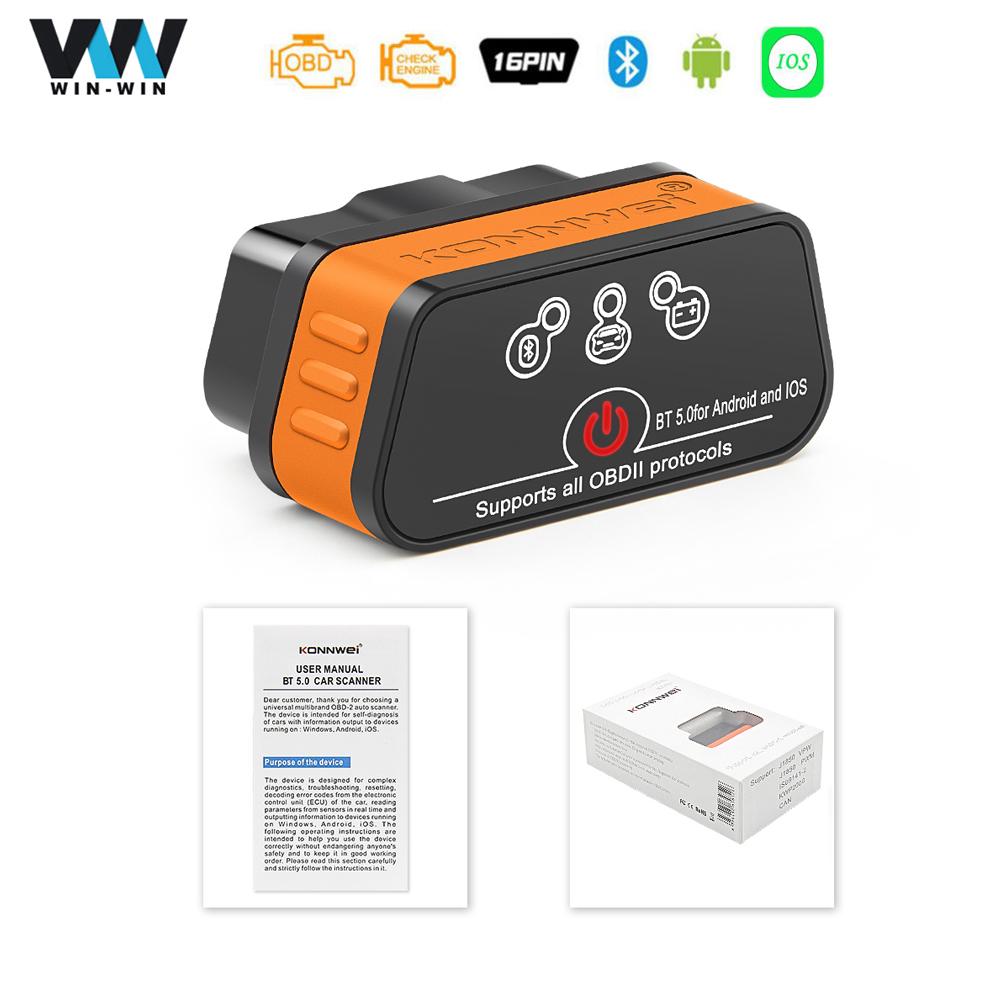 KONNWEI ELM327 V1.5 PIC18F25K80 Bluetooth 5,0 OBD2 сканер KW901 ELM 327 для Android/IOS автоматический сканер диагностический инструмент