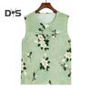 2 Pcs/Set Women Vest Pants Set Flower Print Round Neck Sleeveless Loose Pleated Elastic Waist Wide Leg Casual Homewear Mid Aged Mother Pajamas Set