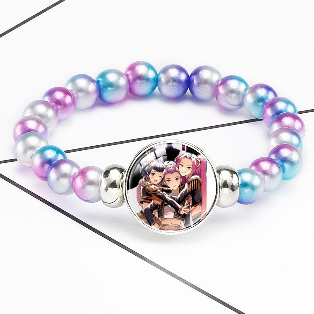 Браслет из бусин с плавным переходом цвета Rumi Zoey Mira Браслет с инкрустированным кристаллом Скрытая застежка Съемное эластичное украшение