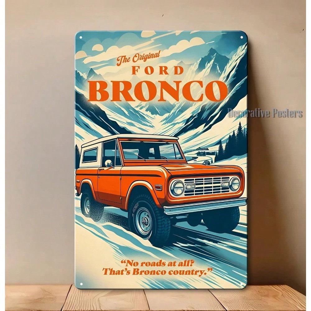 Металлическая жестяная табличка Винтажный грузовик Bronco Настенное искусство 8x12 Рустикальный Декор Гаража Офиса Мужская Берлога
