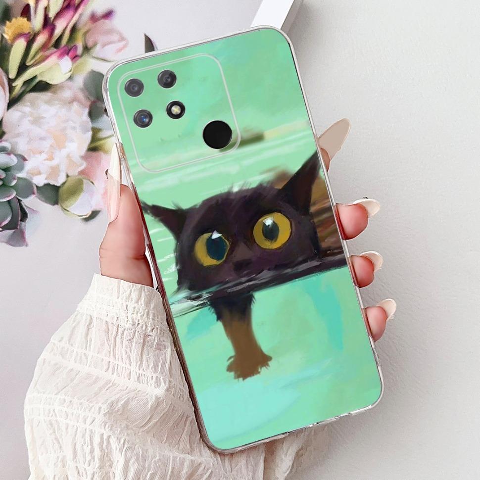 Мягкий Полный Защитный Чехол RMX3430 Для Realme Narzo 50A Чехол С Рисунком Кошки Для Realme Narzo 50A Narzo50A Силиконовые Чехлы Чехол