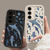 Whale Print Anti-Fall Matte Cover For Samsung S25 S24 FE S23 Ultra S22 A56 A36 A16 A15 A55 A35 TPU Soft Shockproof Phone Case
