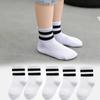 1Pair Autumn Winter High Elastic Simple Children Socks Korean Cotton Stripes Solid Color Alphabet Boys Girls Socks