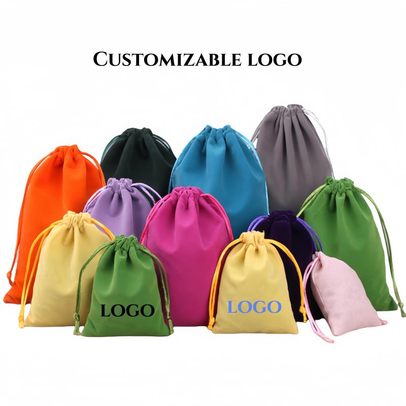 10PCS Christmas Party Gift Drawstring Package Multi Colors Velvet Jewelry Bag Wedding Candy Small Drawstring Pouch Customizable 5