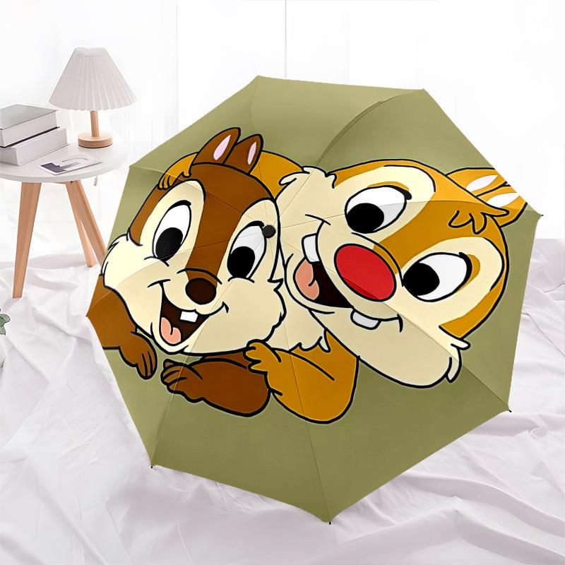 Chips and Dale Themed Automatic Opening and Closing Umbrella, Brightly Colored 8-rib Portable Umbrella, Suitable for Men and Women, A Perfect Gift for