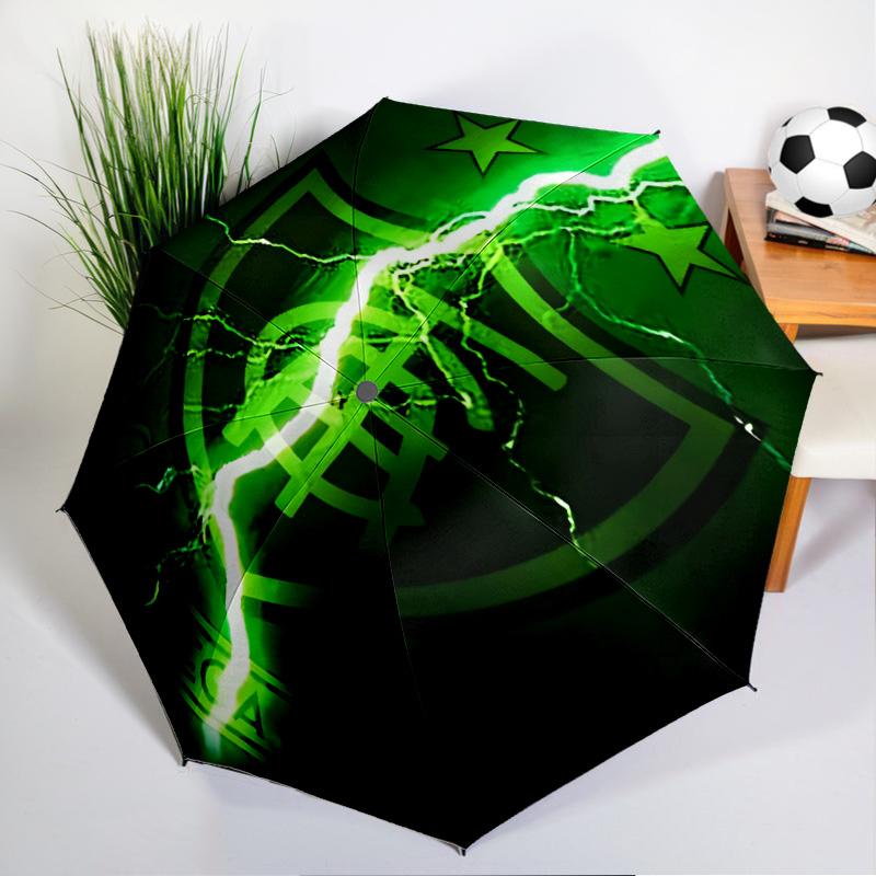 Green Shield Emblem Design Printed Automatic Umbrella, 8-Frame for Travel, camping, Casual Umbrella, Essential Gift for for family and friends