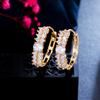 CMM Korean Style Cubic ZIrocnia Gold Color Hoop Earrings