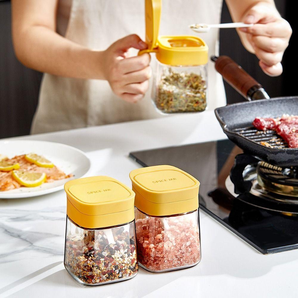 With Handle Glass Seasoning Jar Flip Design Seasoning Storage Box  Seasoning Storage