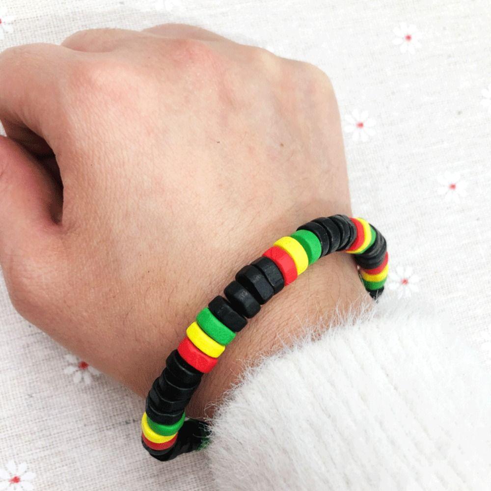 Хип-хоп эластичный браслет ожерелье ручная веревка ретро деревянные бусины комплект ювелирных изделий студент