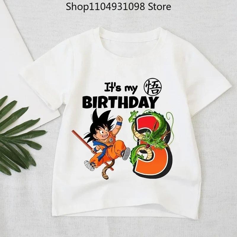 Футболка Dragon Ball для мальчиков Номер Одежда Мода Гоку Аниме Фигурка Принт Одежда Топы Детские Летние Дышащие Топы Подарок на День Рождения