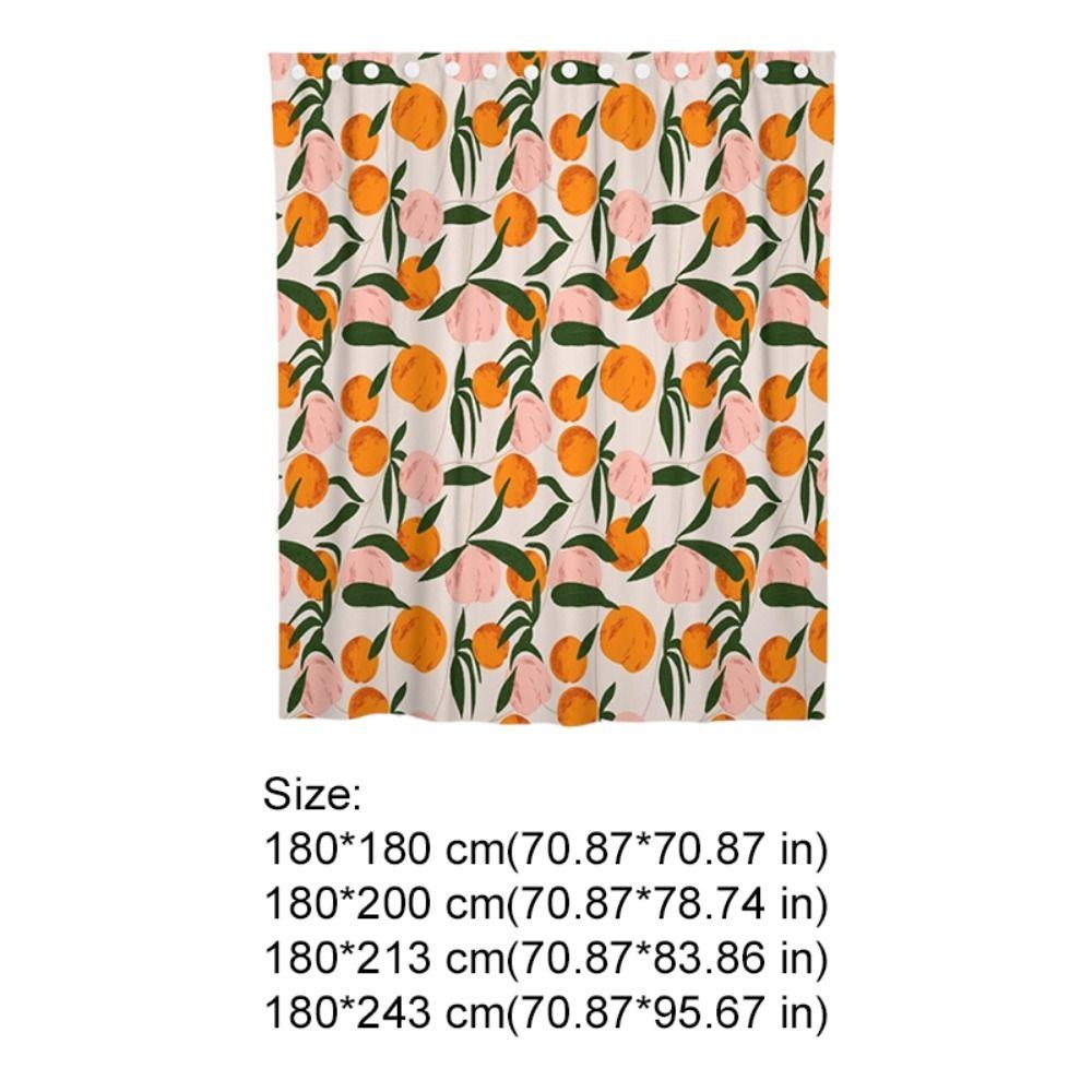 Mildew Proof Orange Peach Shower Curtain with Hook Bathroom Privacy Curtain Dormitory