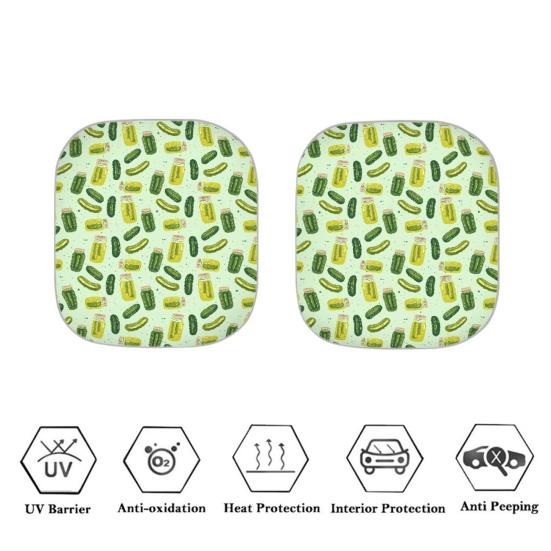 2Pcs Plants Pattern Sun Shades Reflective Windshield Covers Foldable UV Protection Vehicles Sun Visor for Cars SUVs