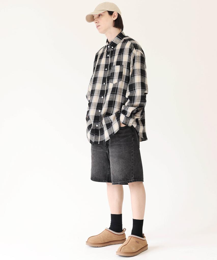 Современная Оверсайз Клетчатая Рубашка [Черная]