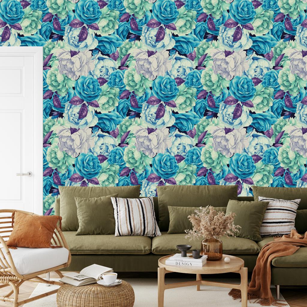 Beautiful colorful roses wallpaper for living room and bedroom 50x1000