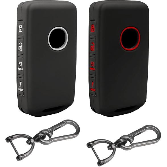 2Pcs 4 Buttons Silicone Rubber Key Fob Cover Compatible With 2025 2024 Mazda 3 6 CX-3 CX-5 CX-9 CX-30 CX-50 CX-90 MX-5 Miata MX-30 EV Carbon Fiber